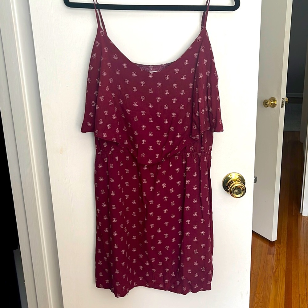 Old navy mini sundress maroon with floral pattern